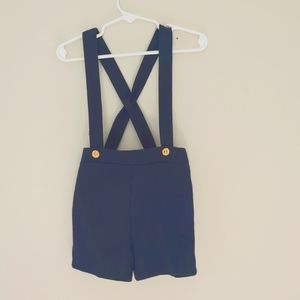 Adorable Vintage 3t Navy Shorts with Suspenders